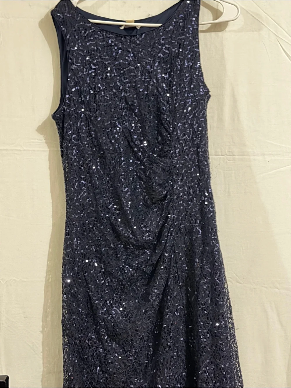 Calvin Klein Navy Sequin Sleeveless Evening Gown